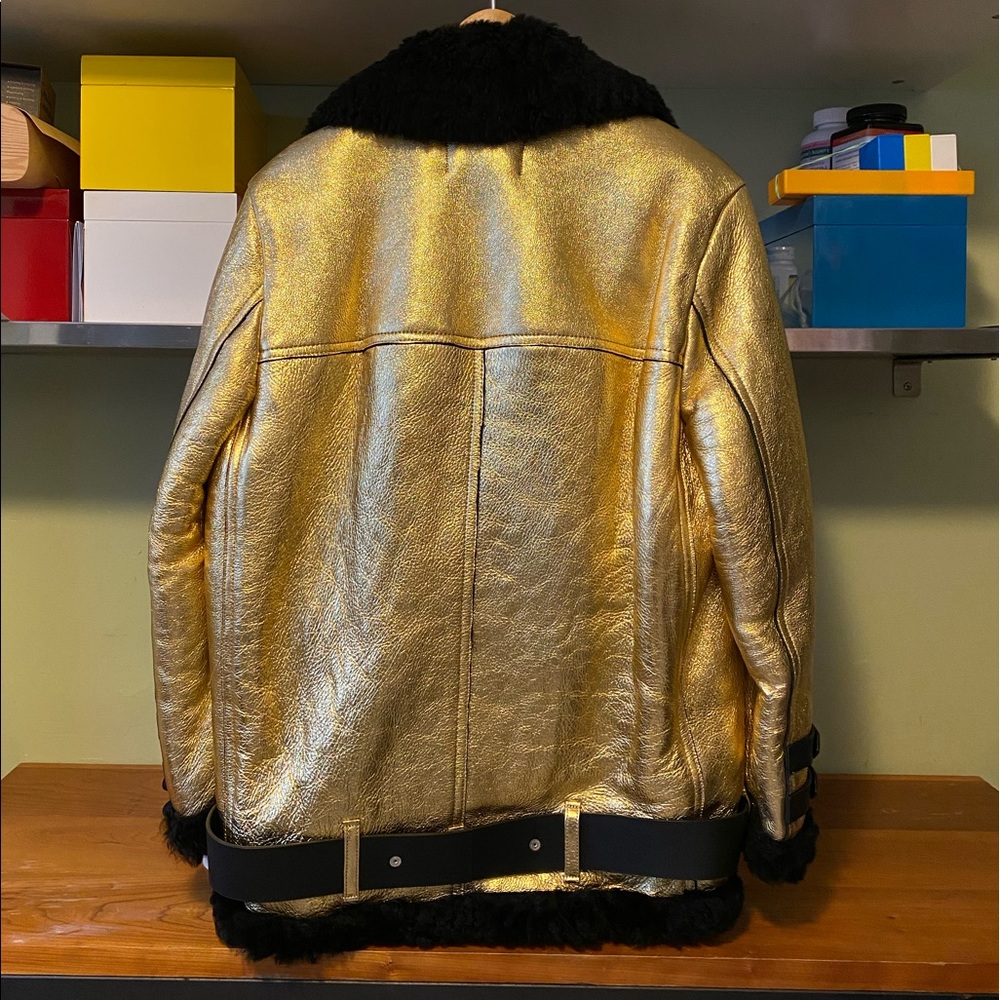 Acne Studios Black/Gold velocite shearling coat - Picture 6 of 10